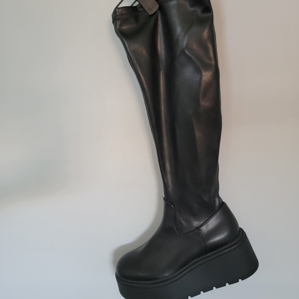 Steve Madden Black Over the Knee Platform Boots